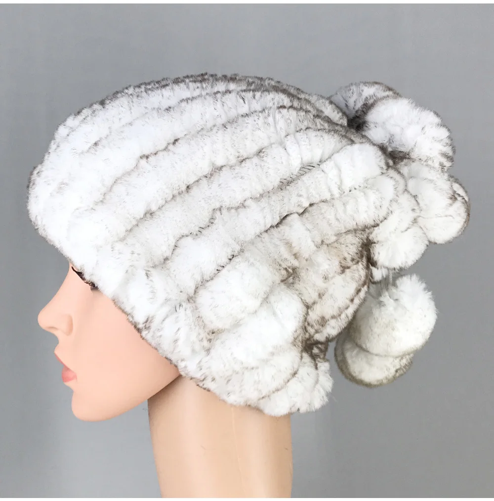Осенне-зимние женские вязаные шапки с кроличьим мехом Рекс, женские шапки с кроликом Рекс, шейные кольца, функциональные шапки из натурального меха, головные уборы