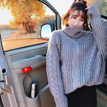 

2018 Autumn Turtleneck Tricots Tops Mujer Knitwear Female Jumper Knitted Sweater Women Sweater Knitting Pullover For Women