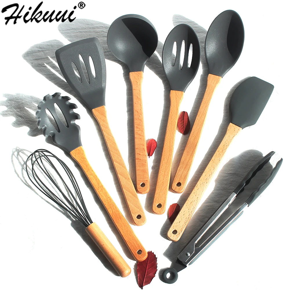

8PCS Set Wood Silicone Spatula Heat-resistant Soup Spoon Utensils Non-stick Special Cooking Shovel Kitchen Cooking Tools