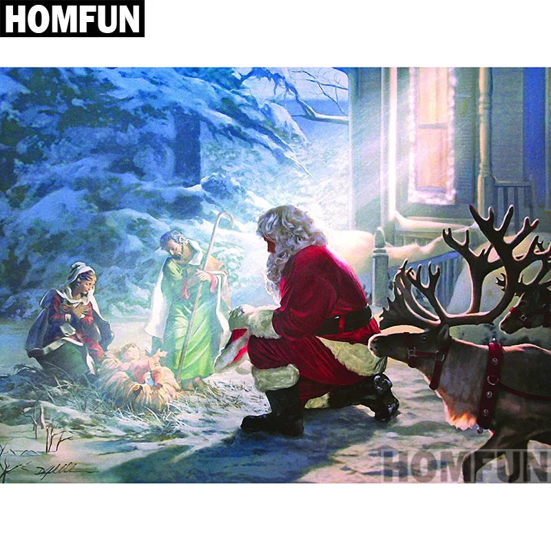 

HOMFUN Full Square/Round Drill 5D DIY Diamond Painting "Christmas Santa Claus" 3D Embroidery Cross Stitch 5D Decor A00887