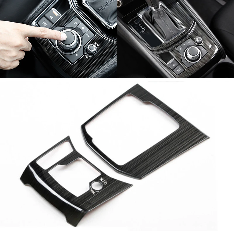 1set Titanium Interior Gear Shift Frame Cover Trim For  CX-5 CX5 2017-2018