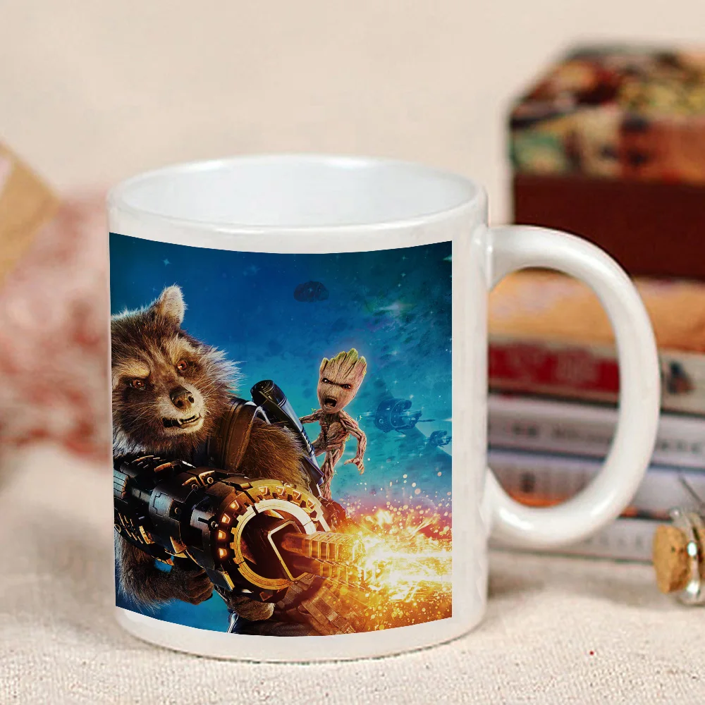 

Coffee Mug Marvel Avengers Galaxy Rocket Raccoon Treeman Groot Ceramic Milk Cup for Tea Juice Coffee