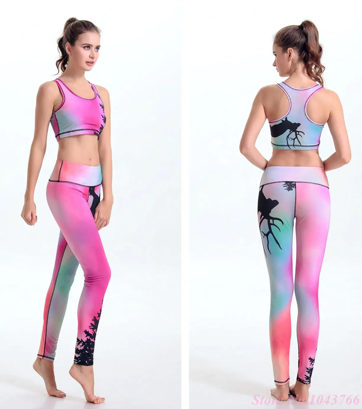 Pink Fitness Gym Running Workout Clothing For Women Sexy -6928