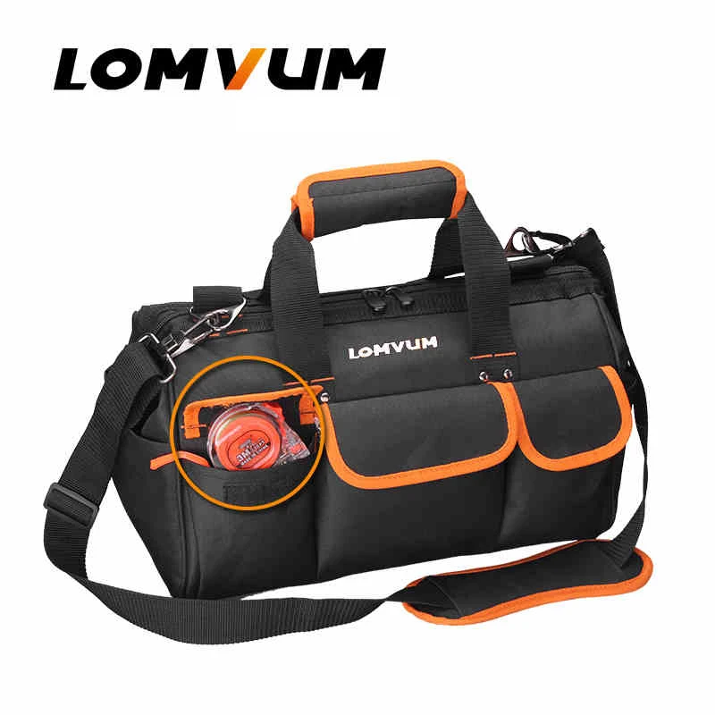 

LOMVUM Multifunction Canvas Tool Bag Hardware Mechanics Hand Bag Durable Waterproof Electrician Shoulder Belt Tool Kit Pocket