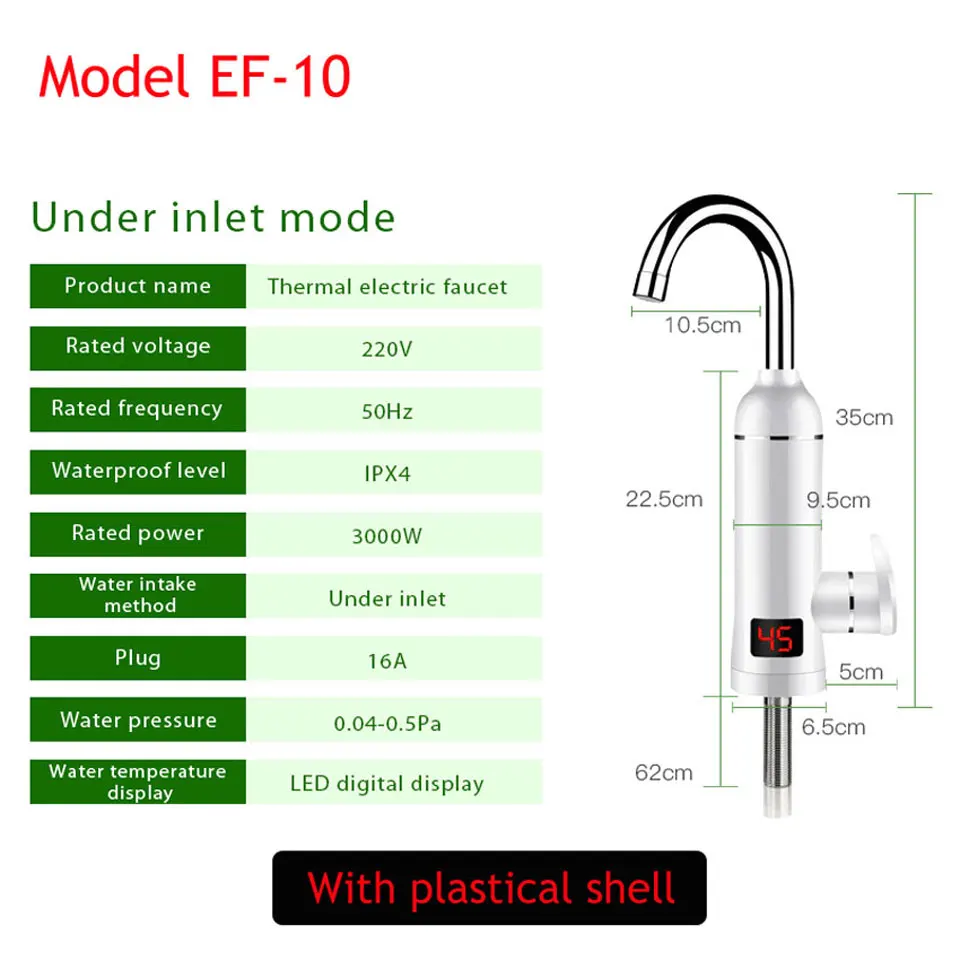 Ecofresh Electric Faucet Instant Water Heater Tap Faucet Heater Cold Heating Faucet Tankless Instantaneous Water Heater