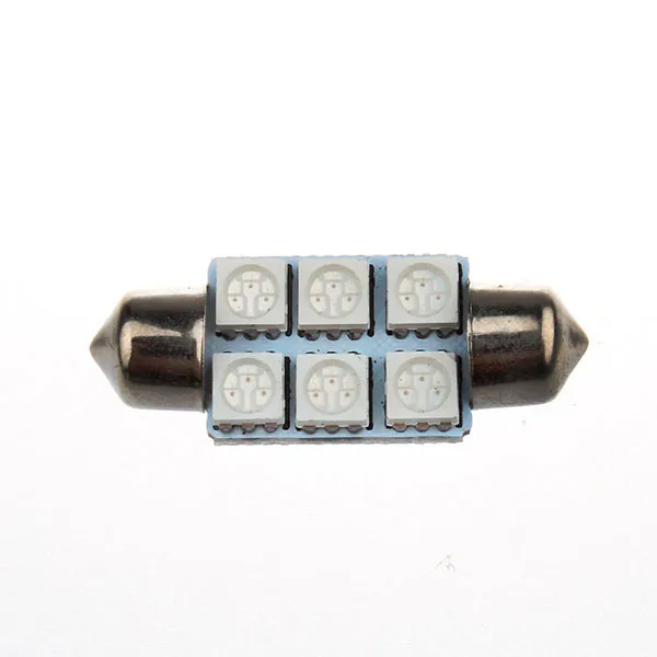 10 шт. C5W купол с фестонами 5050 SMD 6 светодиодный DE 3175 авто Интерьер двери лампы номерных знаков лампы светильник AC/DC 12V белого цвета с украшением в виде кристаллов Синий и красный цвета