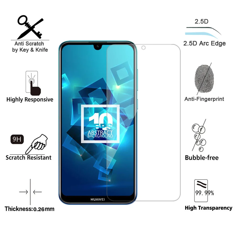 WHAY Phone Protective Glass For Huawei Y7 2019 Screen Protector 2.5D 9H Tempered Glass on the For Huawei Y7 2019 Protective Film (4)