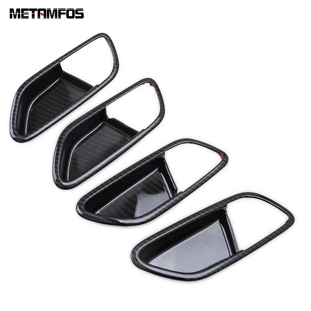 

For Kia Rio 4 X-line 2018 2019 Interior Accessories Carbon Fiber Inside Door Handle Bowl Cover Trim Decorative Frame Car Styling