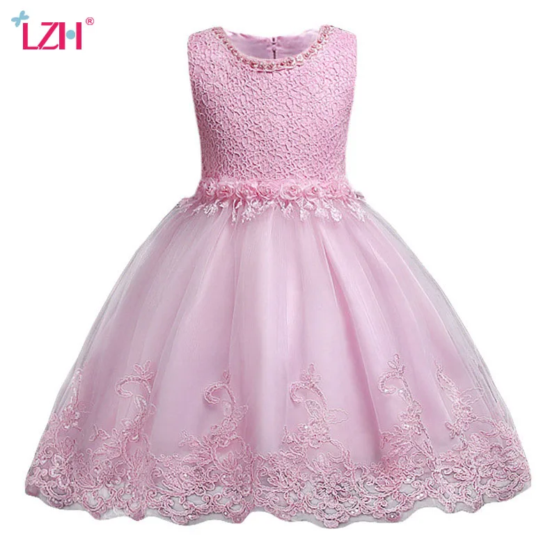 LZH 2018 Summer font b Baby b font Toddler Girls Princess Dress Kids Girls Wedding Lace