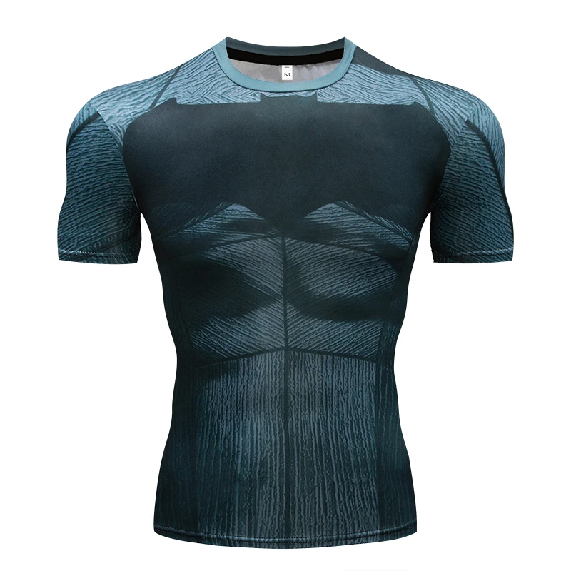 Повседневная мужская футболка для фитнеса с 3D супергероем Железным человеком, компрессионная футболка с коротким рукавом для фитнеса, летняя модная футболка для фитнеса