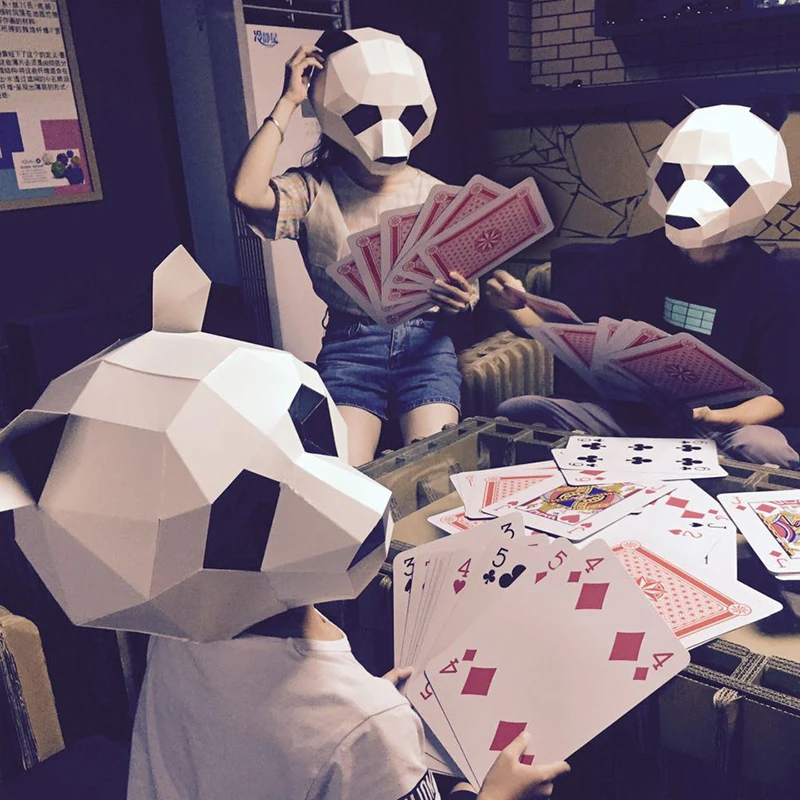 

Creative paper DIY material party animal caps panda Masquerade Mask children show props panda cosplay