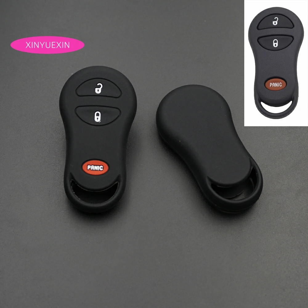 

Xinyuexin Rubber Car Key Case For Jeep Cherokee Dodge Neon Stratus Chrysler 3 Buttons Car Key Silicone Case Car Styling