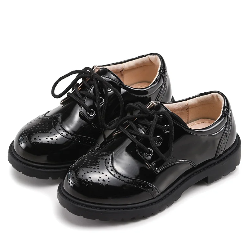Новая детская Обувь дети Обувь кожаная для девочек Обувь для мальчиков Платье черного цвета Туфли для латинских танцев студент Повседневное плоские тонкие туфли 04