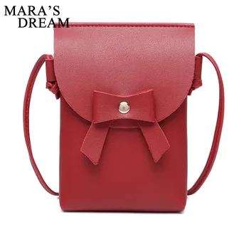 

Mara's Dream Women Handbag Small Bow Shoulder Bag Lady's Mini Cute Solid Color Opening Bag Crossbody Mobile Clutch Purse Mujer