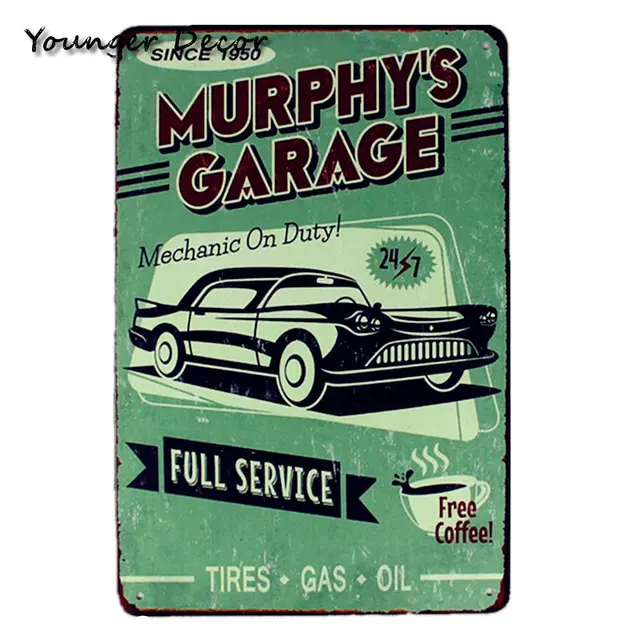 Vintage Home Wall Decor Open 24 Hours Car Service Repair Grease