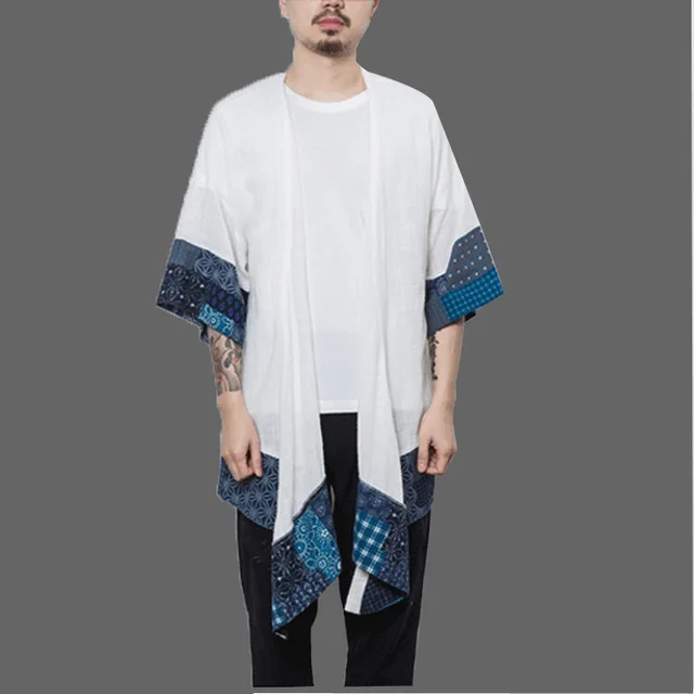 Cotton Linen Japanese Kimono Cardigan Men Trench Male Autumn Long Coats ...