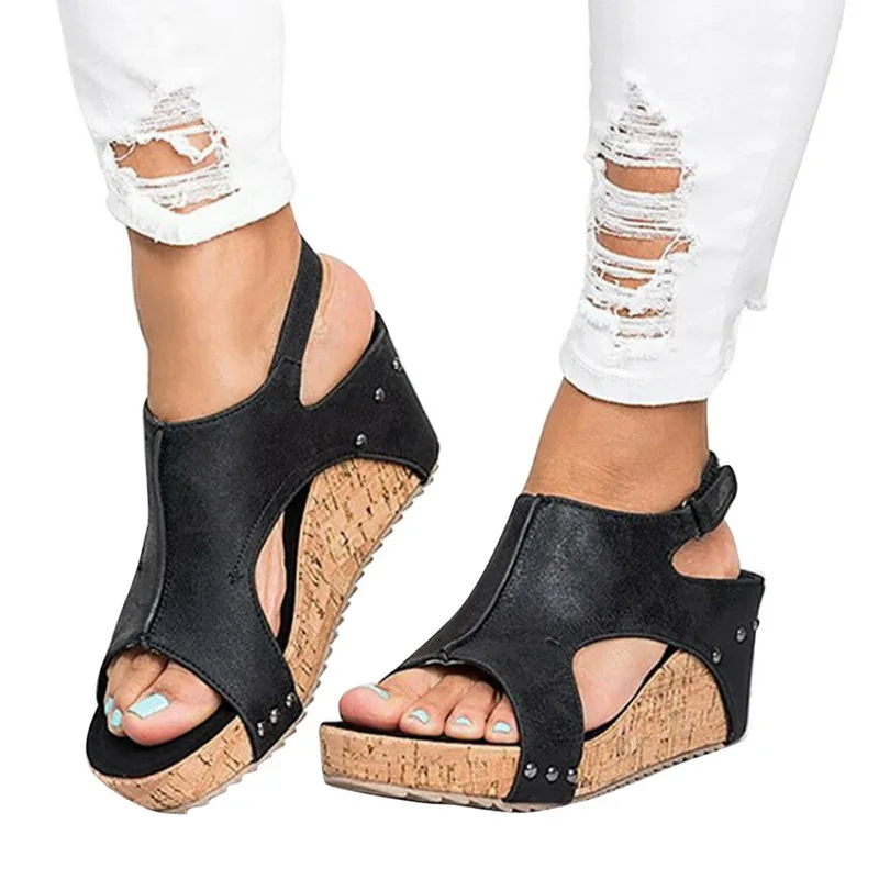 

LASPERAL Women Sandals Platform Sandals Wedges Shoes Women Heels Sandalias Mujer Summer Shoes Leather Wedge Heels Sandals 43