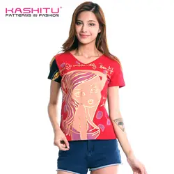 Kashitu лето на заказ с коротким рукавом с принтом женская футболка с принтом женская Футболка L XL