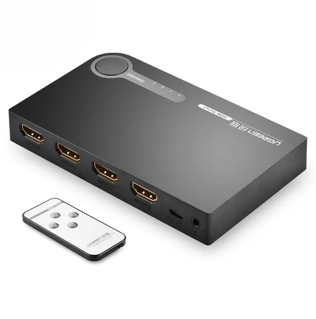 Best Price HDMI Splitter 3 Port Hub Box Auto Ultra HD 4K x 2K 3D 1080p HD Switch 3 In 1 Out Switcher With Remote Control Power Adapter
