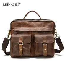 LEINASENBrand, мужская сумка из натуральной кожи, мужской портфель, CrazyHorse, Натуральная Воловья кожа, мужская сумка через плечо, 2 размера, 12 цветов