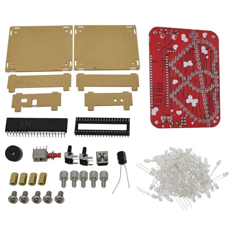 Diy Kit 3 мм Rgb Led двойной в форме сердца свет музыка с корпусом креативный электронный
