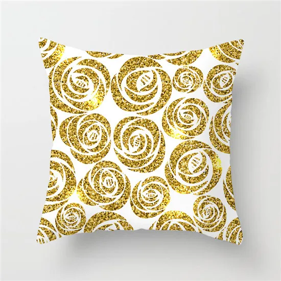Fuwatacchi наволочка для подушки с золотым тиснением, наволочка с золотыми листьями для декора дома, дивана, спальни, декоративные наволочки - Цвет: PC04034