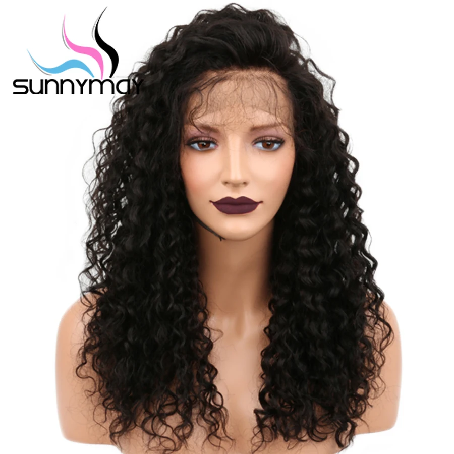 Sunnymay 13х4 кудрявые человеческие волосы на кружеве, парики 150%, бразильские волосы Remy, предварительно выщипанные с детскими волосами, парики на кружеве, парики без клея