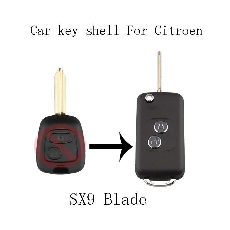 

10pcs*2Buttons SX9 Blade Flip Remote Car Key shell Fob For Citroen C1 C2 C3 Saxo Xsara Picasso Berlingo key shell Case