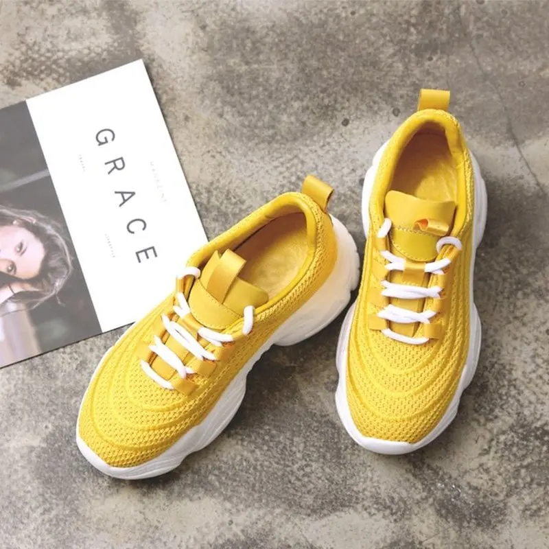 

Women white sneaker platform high increasing lady zapatos de mujer running shoes female chunky sneaker summer mesh