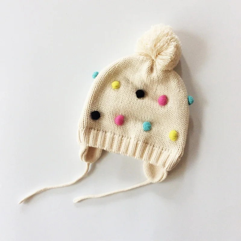 Baby Hat Earflap Pompom For Girls And Boys Winter Children Hats Kids Caps With Color | Детская одежда и обувь