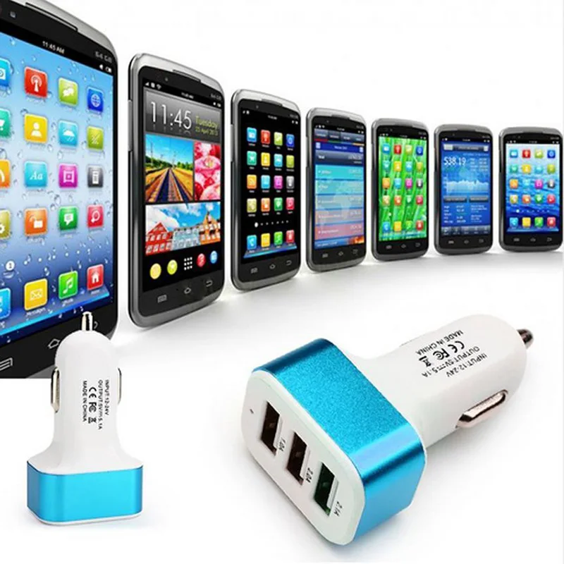 

Portable 12V-24V Car USB 3-Ports Quick Charger for PC Tablet Cell Phone GPS USB Charging Ports Charger