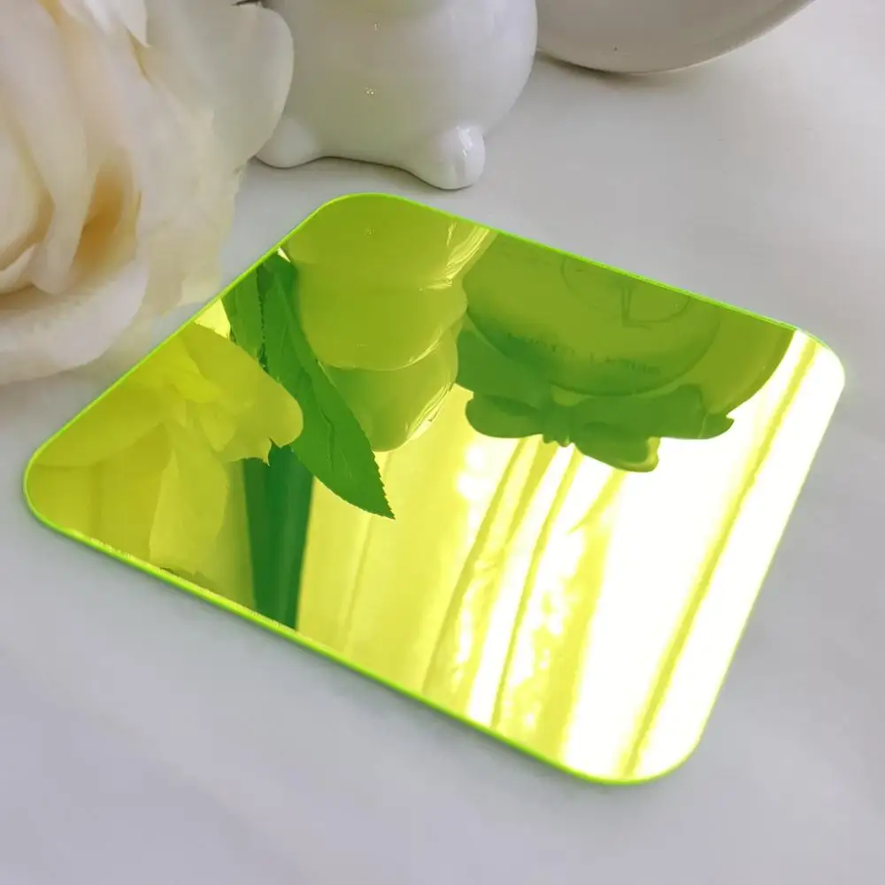 DIY квадратный современный бесплатный дизайн 3D Декоративные Акриловые зеркальные настенные наклейки для двери гостиной спальни настенные наклейки для домашнего декора R162 - Цвет: Fluorescent Green
