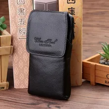 Мужская поясная сумка из натуральной кожи, Высококачественная ячейка, чехол для мобильного телефона, поясные сумки на липучке, поясной ремень, поясной кошелек