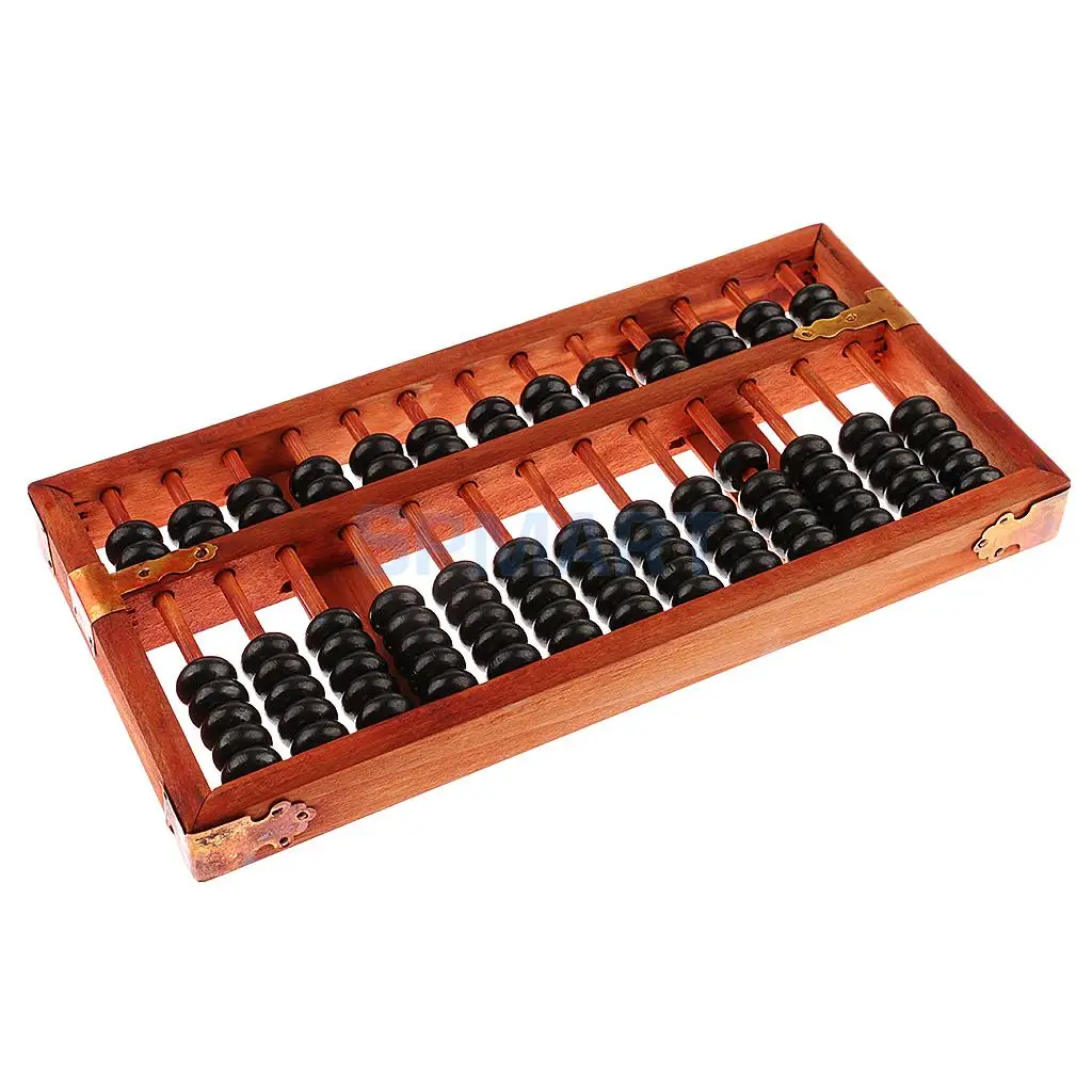13 Rows Vintage Chinese Wooden Bead Arithmetic Abacus with Box Classic Ancient Calculator Counting Collection Gift Kids Toy