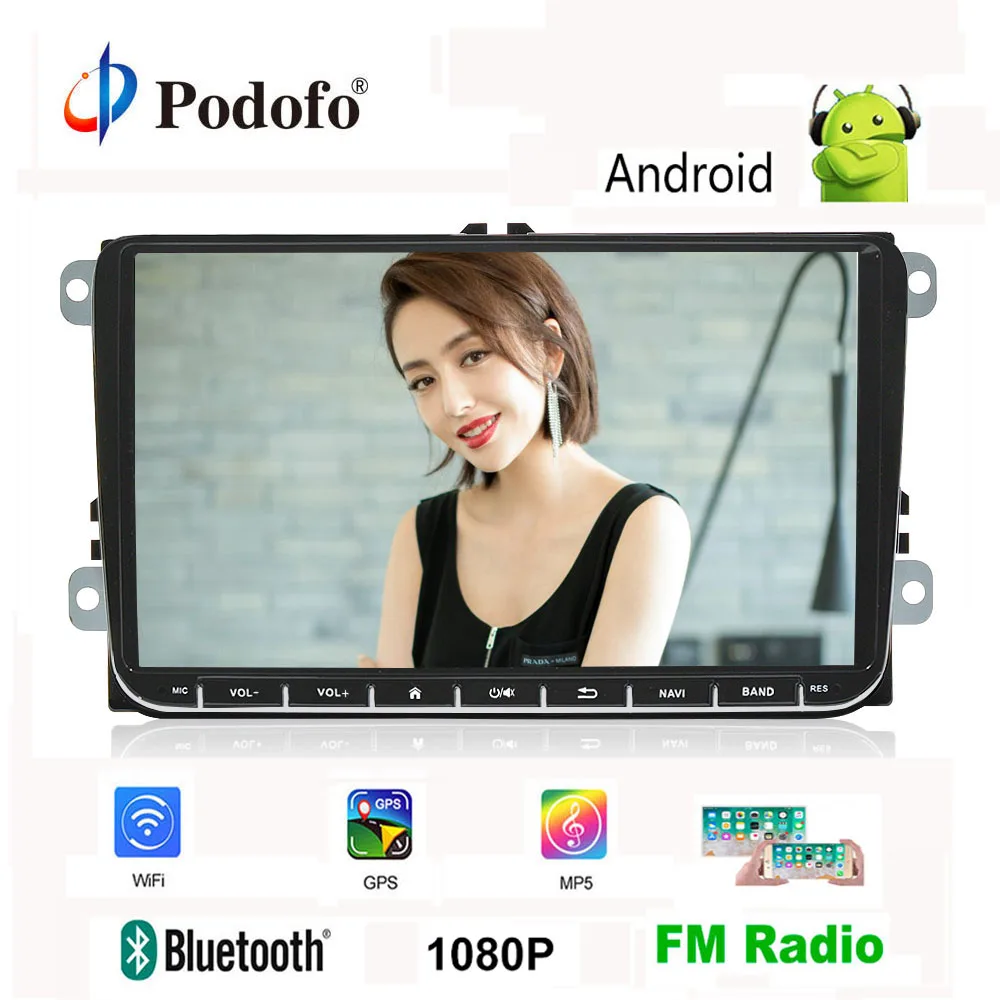 

Podofo 2 din 9" Android Car Radio 1+16GB Wifi GPS Mirror link MP5 FM Multimedia bluetooth/canbus/ISO/USB/RCA Audio Backup Camera