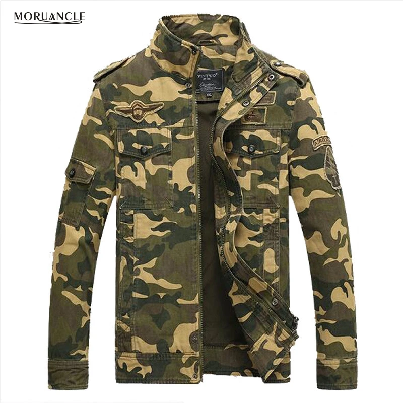 MORUANCLE Mens Military Camouflage Bomber Jackets Fashion Casual Camo Cargo Flight Jacket For 
