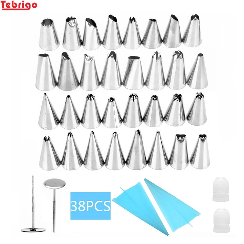 

Tebrigo 38pcs/set Pastry Icing Piping Nozzles Baking Tools Cake Nozzles DIY Cake Decoration Cake Tool Set Pastry Tool Cake Tool