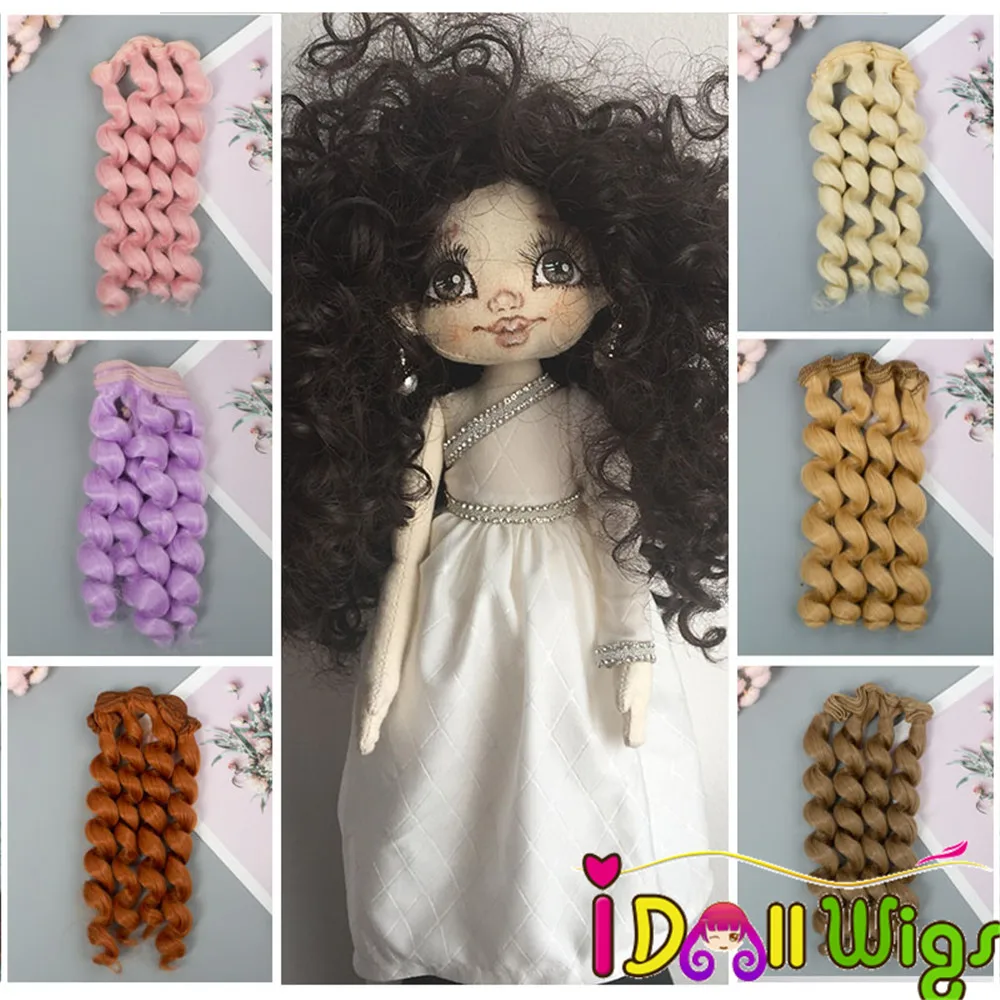 

15*100cm DIY Doll Wigs Brown Black Coffee khaki Curly Hair Wefts Hairpiece for BJD/SD Dolls Making & Repair on sale