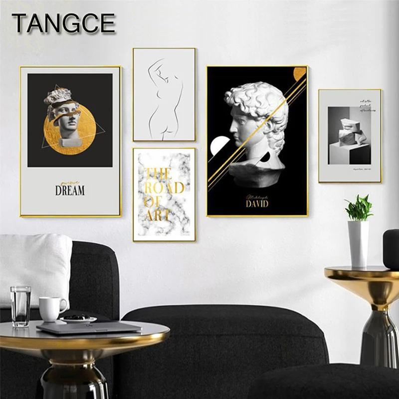 

Abstract David Statue Venus Goddess Canvas Art Nordic Poster and Print Fashion Wall Art for Living Room Tableau Decoration Salon