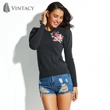 

Vintacy clearance autumn women sweater spring black gray casual o neck knitted sweater dark blue long sleeve fall women tops