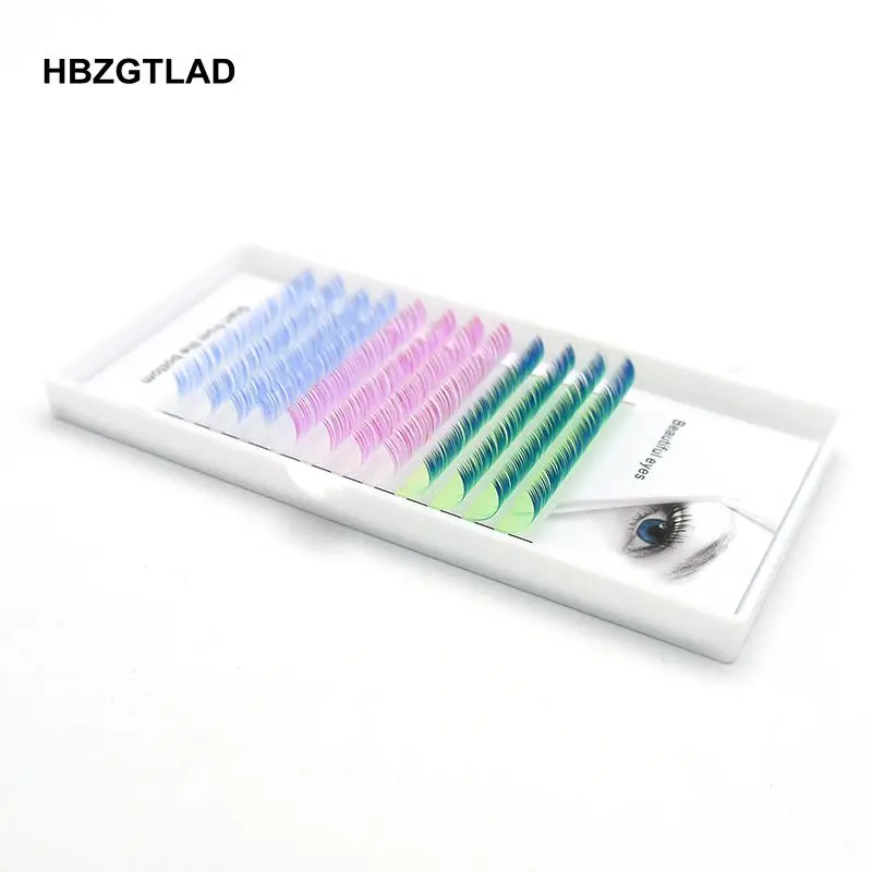 Hbzgtlad C/D curl 8-15 мм накладные ресницы Градиент Синий Зеленый Розовый индивидуальный ресниц цветные ресницы искусственные ресницы для наращивания