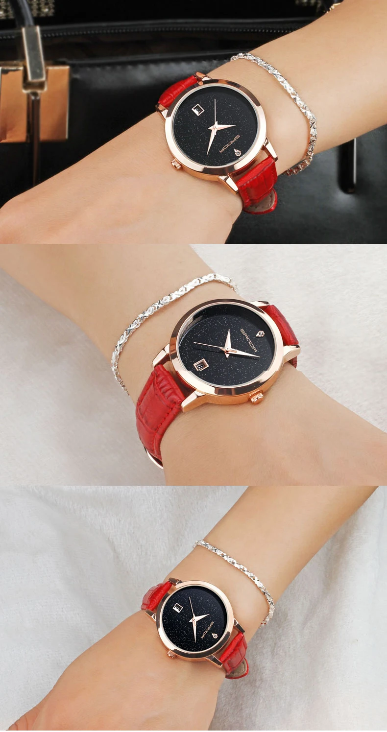 5 Montre à quartz dames montre en cuir étanche