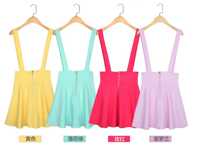 Women Suspenders Overalls Skirt Jumper School Girl Pastel Jumpsuit