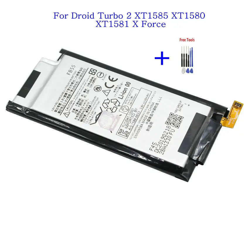 

1x 3760mAh FB55 Battery Replacement For Motorola Droid Turbo 2 XT1585 XT1580 XT1581 X Force Batteries + Repair Tools kit