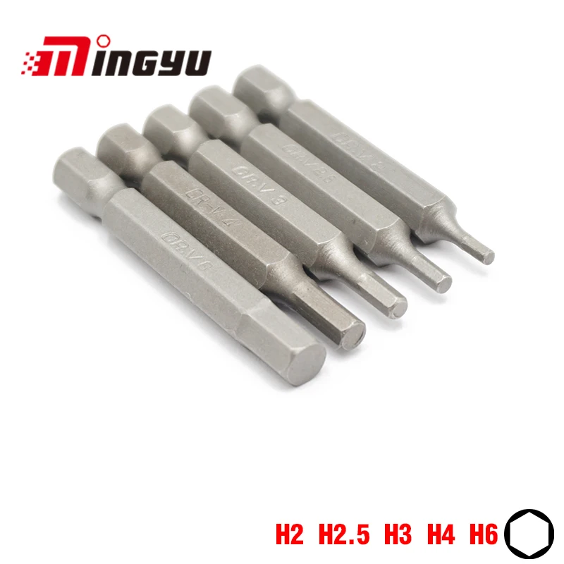 5Pcs 1/4" 50mm Hex H2 H6 Screwdriver Bit Set Tools Repair Screwdrivers Kit Hex Shank Drill Bit