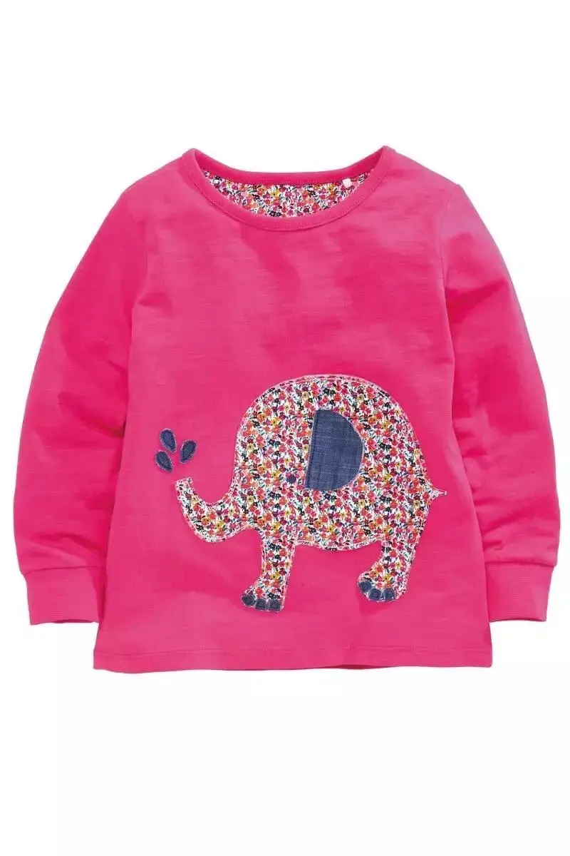 

T-Shirts For Girls cartoon cloth sticker T Shirt Girls 2018 Autumn Kids long sleeve T Shirt For Girls Children Shirts