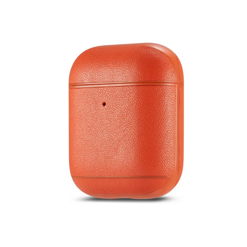 Для Apple Airpods чехол из натуральной кожи Bluetooth беспроводной Чехол для наушников чехол для Airpods 1 2 Coque Air Pod зарядная коробка - Цвет: Оранжевый