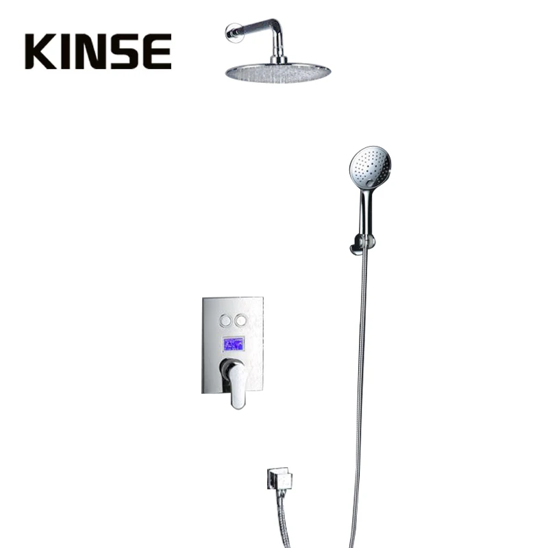

Intelligent Digital Display Bathroom Shower Set 8 Inch Rainfall Shower Head Bath Shower Mixer with Rain Hand Shower