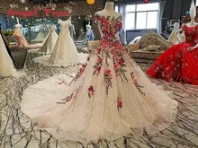 2018 Angel Tree Brida Luxury Vintage Flowers Lace Wedding Dress A-Line Appliques Crystal Bridal Gown Vestido De Noiva