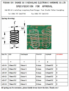 

1000PCS spring with tin coated compression spring touch spring